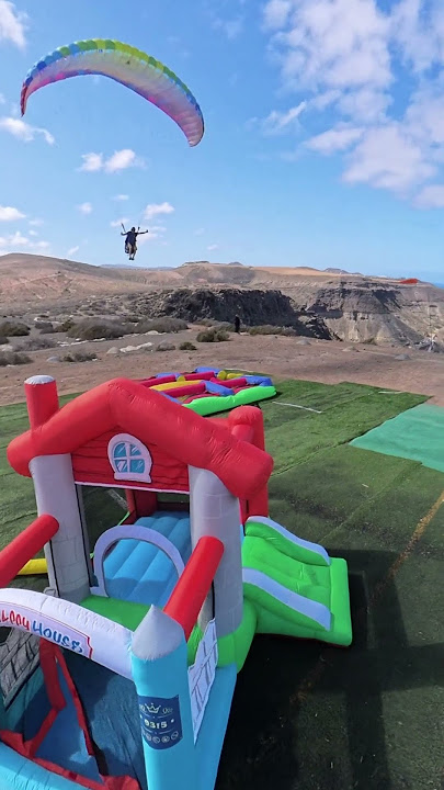 Landing in a bouncy castle